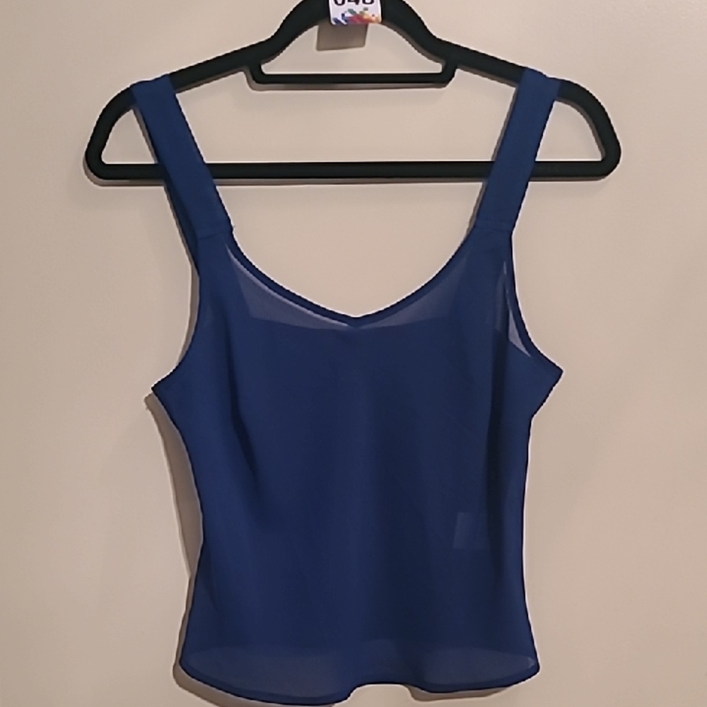 48. Covington Fitted Blue Sleeveless Tank Top